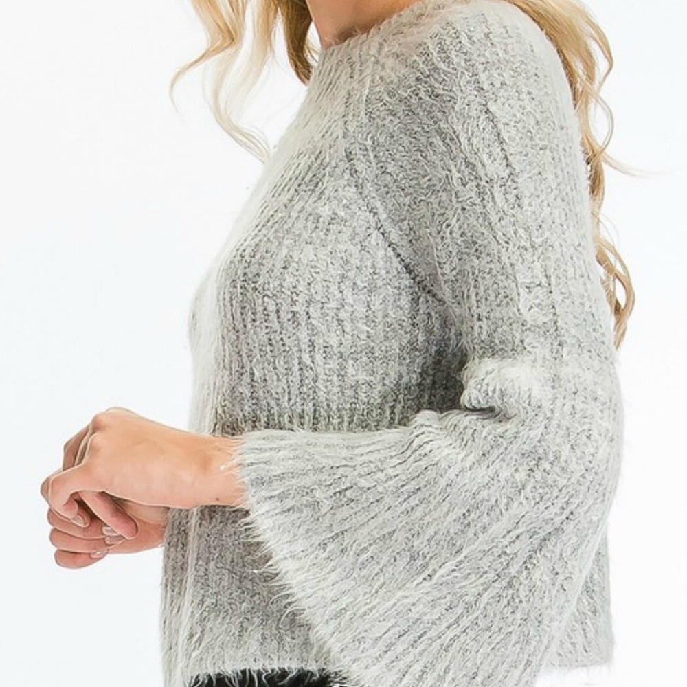 Olivaceous Grey sweater with bell sleeves